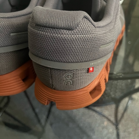 On Running Men's Athletic Shoes in Gray and Orange - Picture 7 of 7